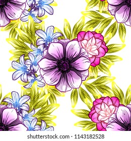 Abstract elegance seamless pattern with floral background