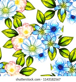 Abstract elegance seamless pattern with floral background