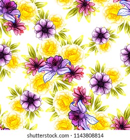 Abstract elegance seamless pattern with floral background