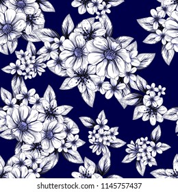 Abstract elegance seamless pattern with floral background