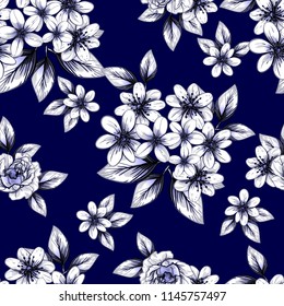 Abstract elegance seamless pattern with floral background