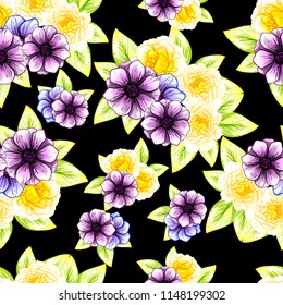Abstract elegance seamless pattern with floral background