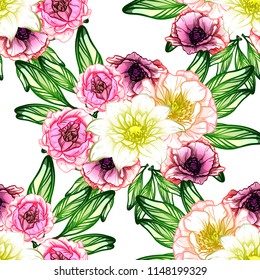 Abstract elegance seamless pattern with floral background