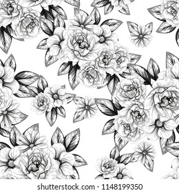 Abstract elegance seamless pattern with floral background