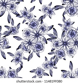 Abstract elegance seamless pattern with floral background