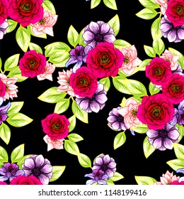 Abstract elegance seamless pattern with floral background