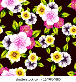Abstract elegance seamless pattern with floral background