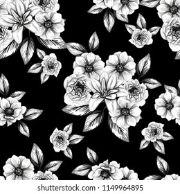 Abstract elegance seamless pattern with floral background