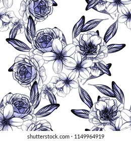 Abstract elegance seamless pattern with floral background