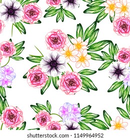 Abstract elegance seamless pattern with floral background