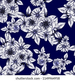 Abstract elegance seamless pattern with floral background