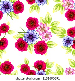 Abstract elegance seamless pattern with floral background