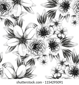Abstract elegance seamless pattern with floral background