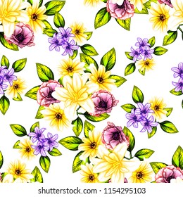 Abstract elegance seamless pattern with floral background