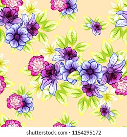 Abstract elegance seamless pattern with floral background