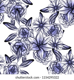 Abstract elegance seamless pattern with floral background