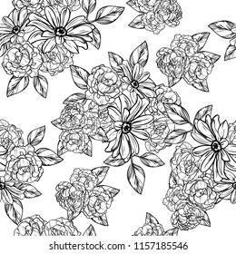 Abstract elegance seamless pattern with floral background