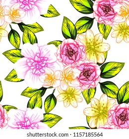 Abstract elegance seamless pattern with floral background