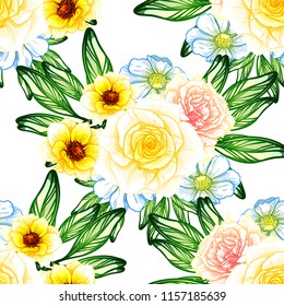 Abstract elegance seamless pattern with floral background