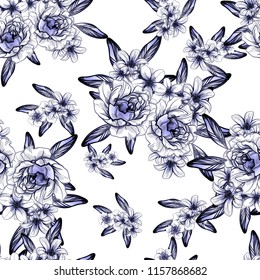Abstract elegance seamless pattern with floral background