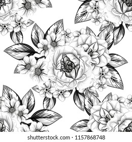 Abstract elegance seamless pattern with floral background