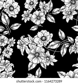 Abstract elegance seamless pattern with floral background