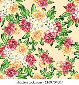 Abstract elegance seamless pattern with floral background