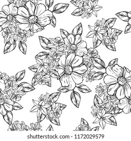 Abstract elegance seamless pattern with floral background