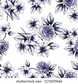 Abstract elegance seamless pattern with floral background