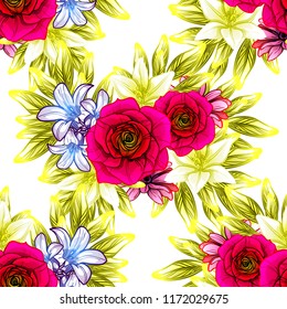 Abstract elegance seamless pattern with floral background