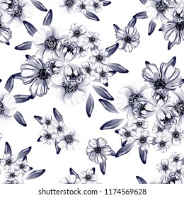 Abstract elegance seamless pattern with floral background