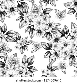 Abstract elegance seamless pattern with floral background