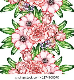 Abstract elegance seamless pattern with floral background