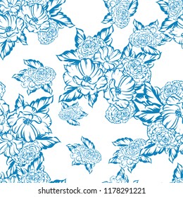 Abstract elegance seamless pattern with floral background
