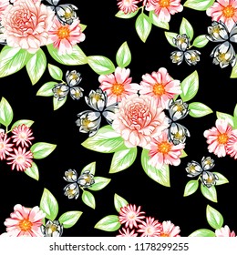 Abstract elegance seamless pattern with floral background
