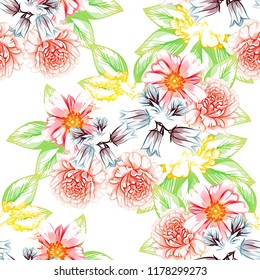 Abstract elegance seamless pattern with floral background
