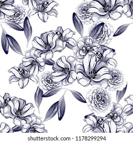 Abstract elegance seamless pattern with floral background
