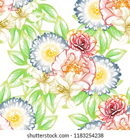 Abstract elegance seamless pattern with floral background
