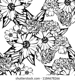 Abstract elegance seamless pattern with floral background