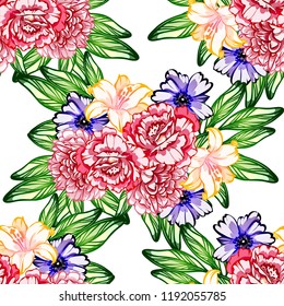 Abstract elegance seamless pattern with floral background