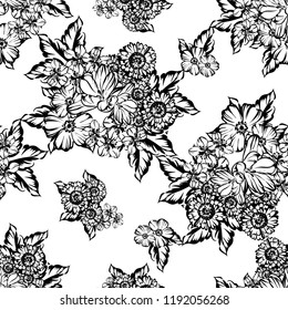 Abstract elegance seamless pattern with floral background
