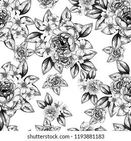 Abstract elegance seamless pattern with floral background
