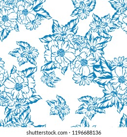 Abstract elegance seamless pattern with floral background
