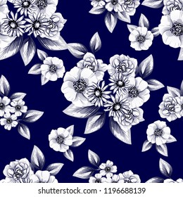 Abstract elegance seamless pattern with floral background