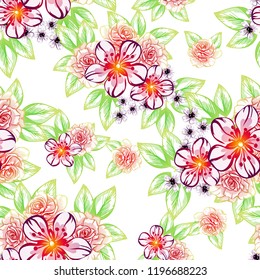 Abstract elegance seamless pattern with floral background