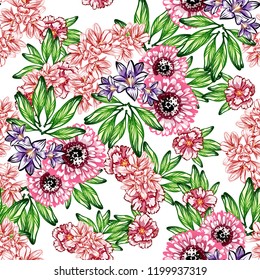 Abstract elegance seamless pattern with floral background