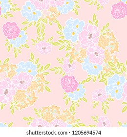 Abstract elegance seamless pattern with floral background