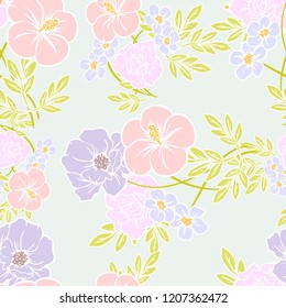 Abstract elegance seamless pattern with floral background