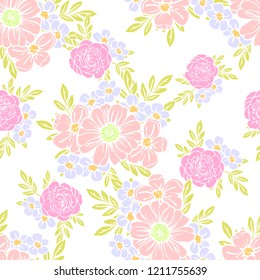 Abstract elegance seamless pattern with floral background