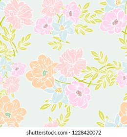 Abstract elegance seamless pattern with floral background